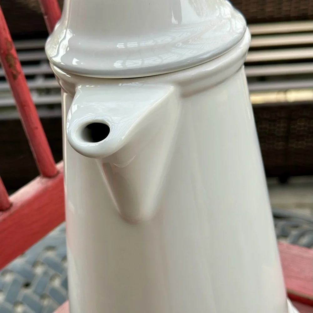Vintage Creamy Ironstone Coffee Tea Pot with Lid - Picture 3 of 10